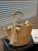 Handwoven Ribbon Accent Tote Bag