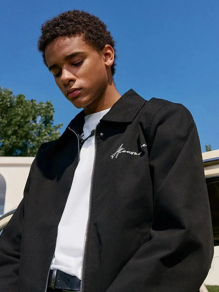 Handwriting Embroidery Lapel Jacket