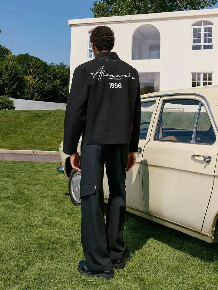 Handwriting Embroidery Lapel Jacket