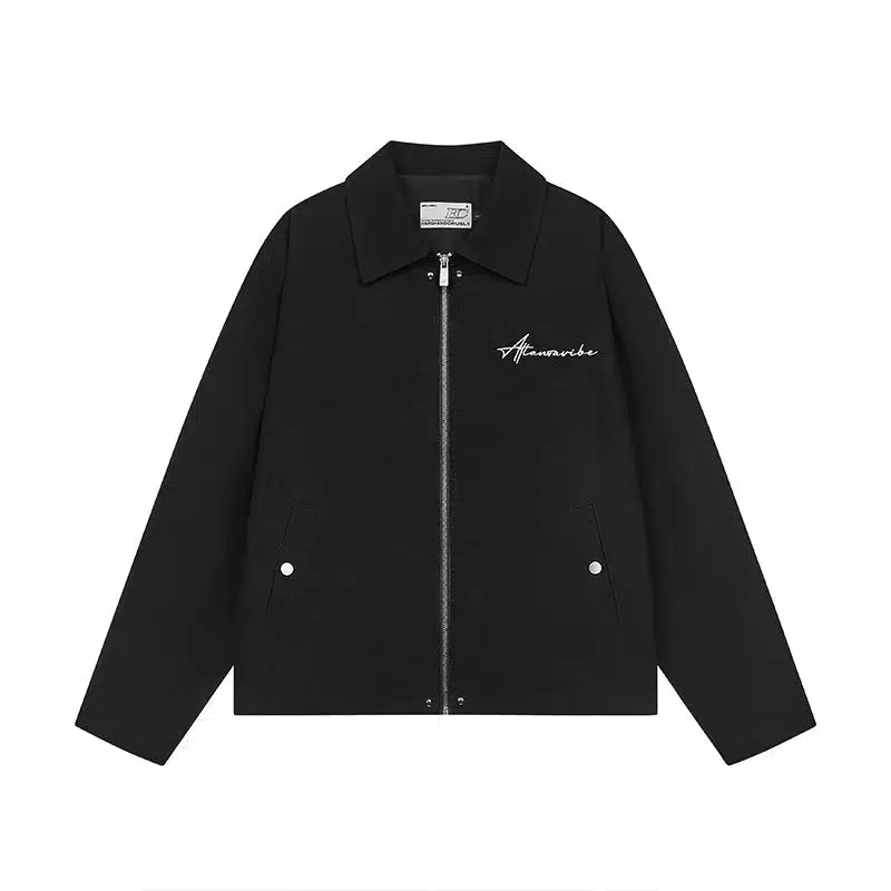 Handwriting Embroidery Lapel Jacket