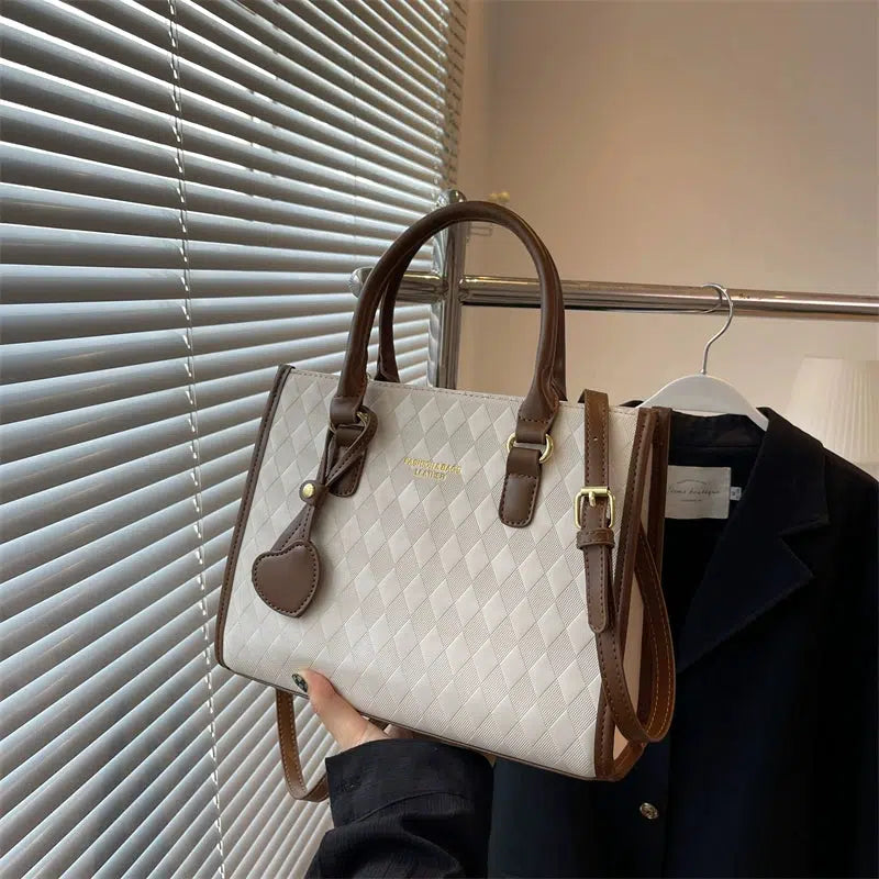 Heart Charm Leather Pattern Tote Bag