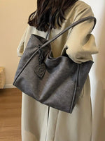 Heart Charm Soft Suede Tote Bag