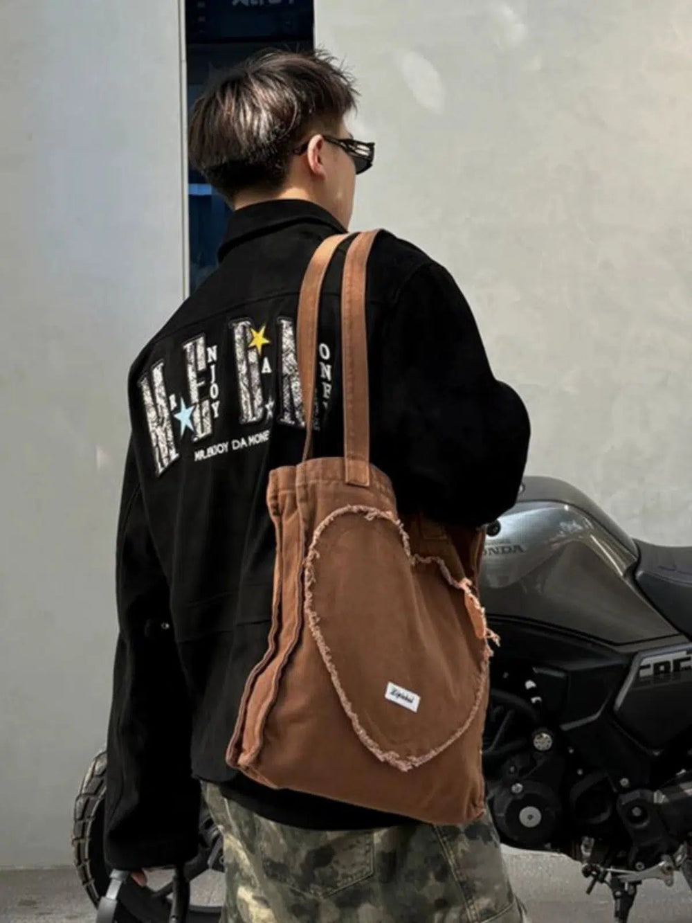 Heart-Shaped Patch Shoulder Bag