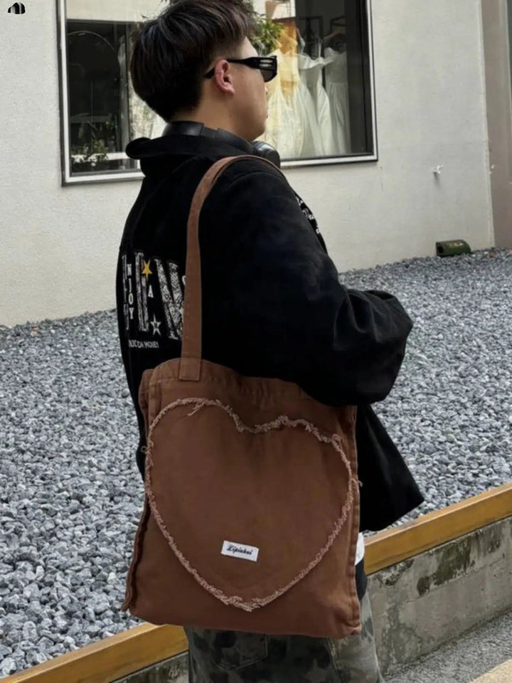 Heart-Shaped Patch Shoulder Bag