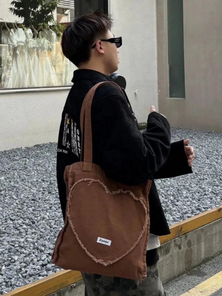 Heart-Shaped Patch Shoulder Bag
