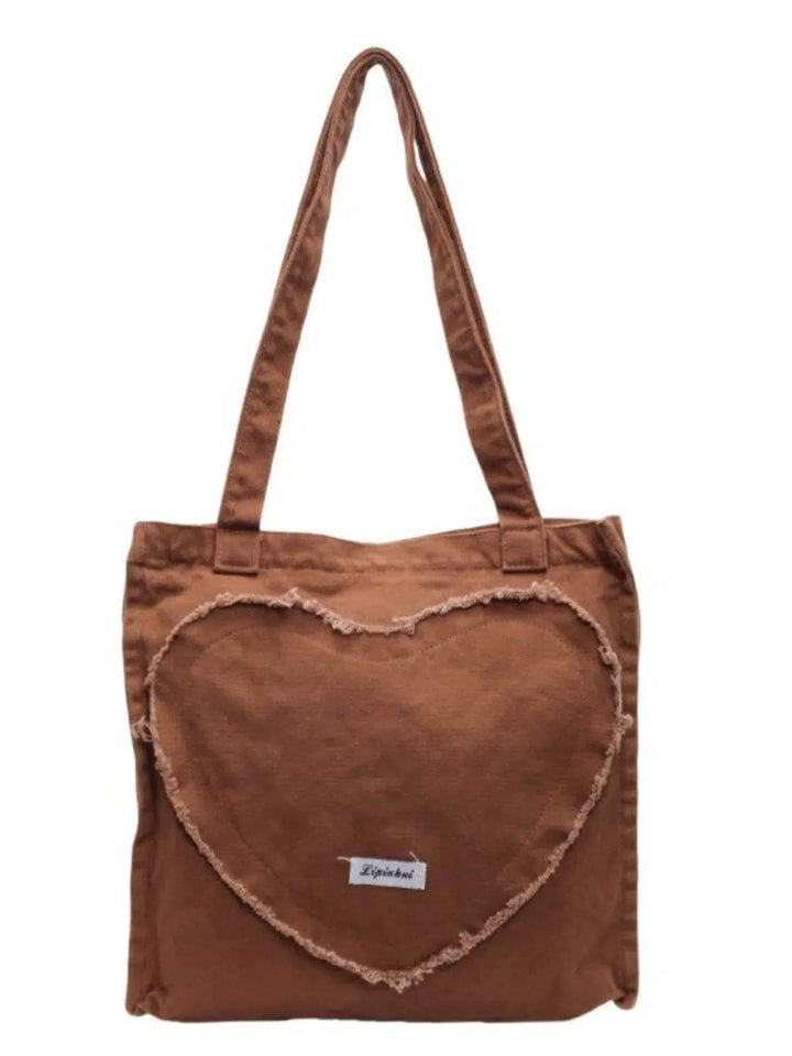 Heart-Shaped Patch Shoulder Bag