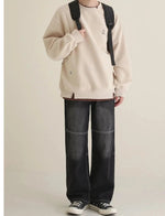 Heavy-duty Washed Straight-leg Jeans