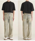 Heavy-duty Washed Straight-leg Jeans