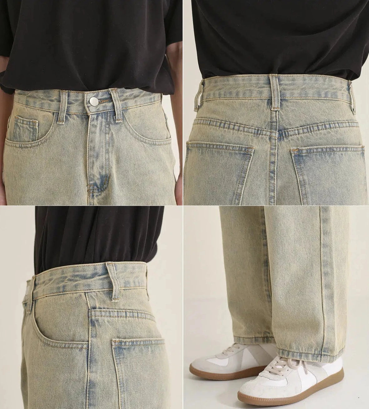 Heavy-duty Washed Straight-leg Jeans