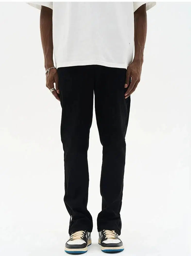Hem Zipper Straight-Leg Jeans
