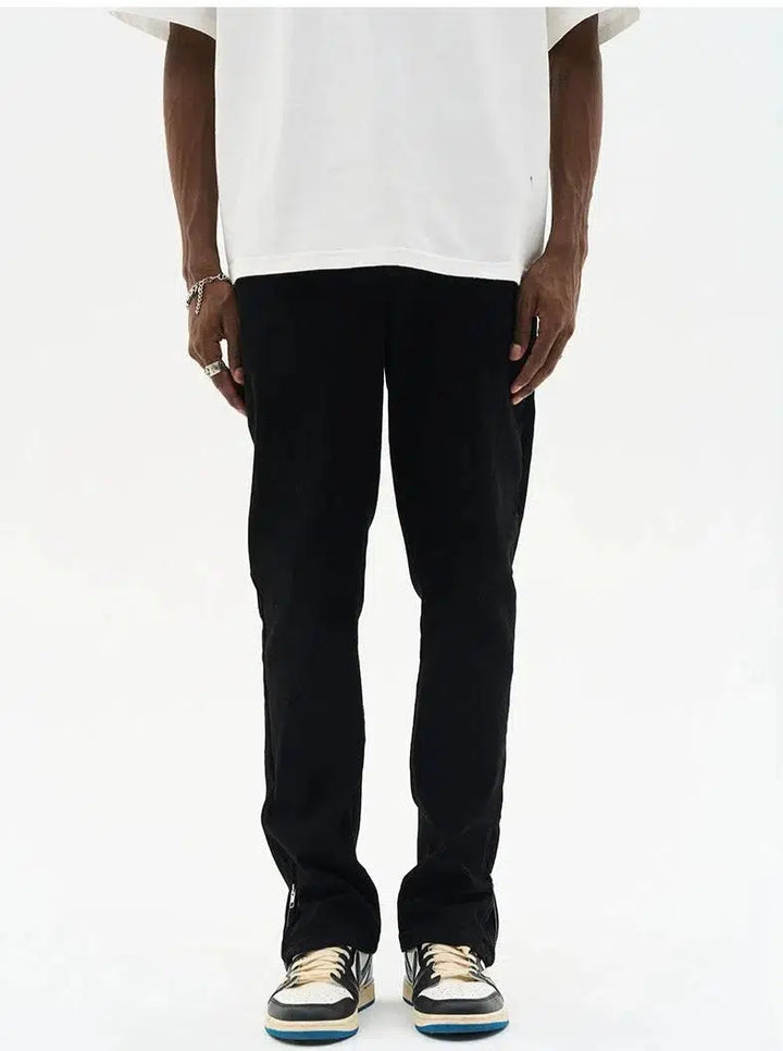 Hem Zipper Straight-Leg Jeans