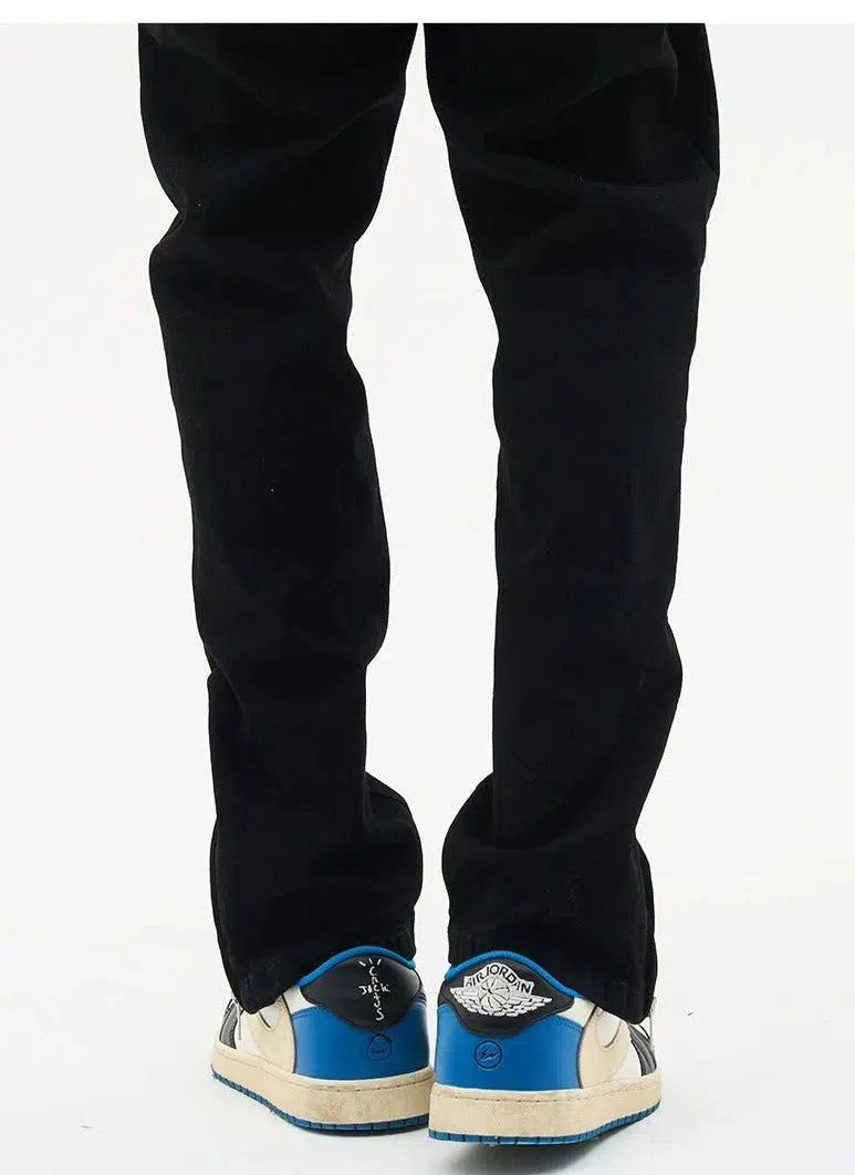 Hem Zipper Straight-Leg Jeans