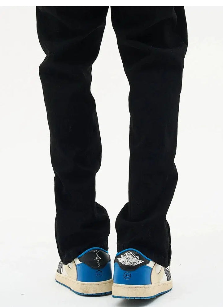 Hem Zipper Straight-Leg Jeans