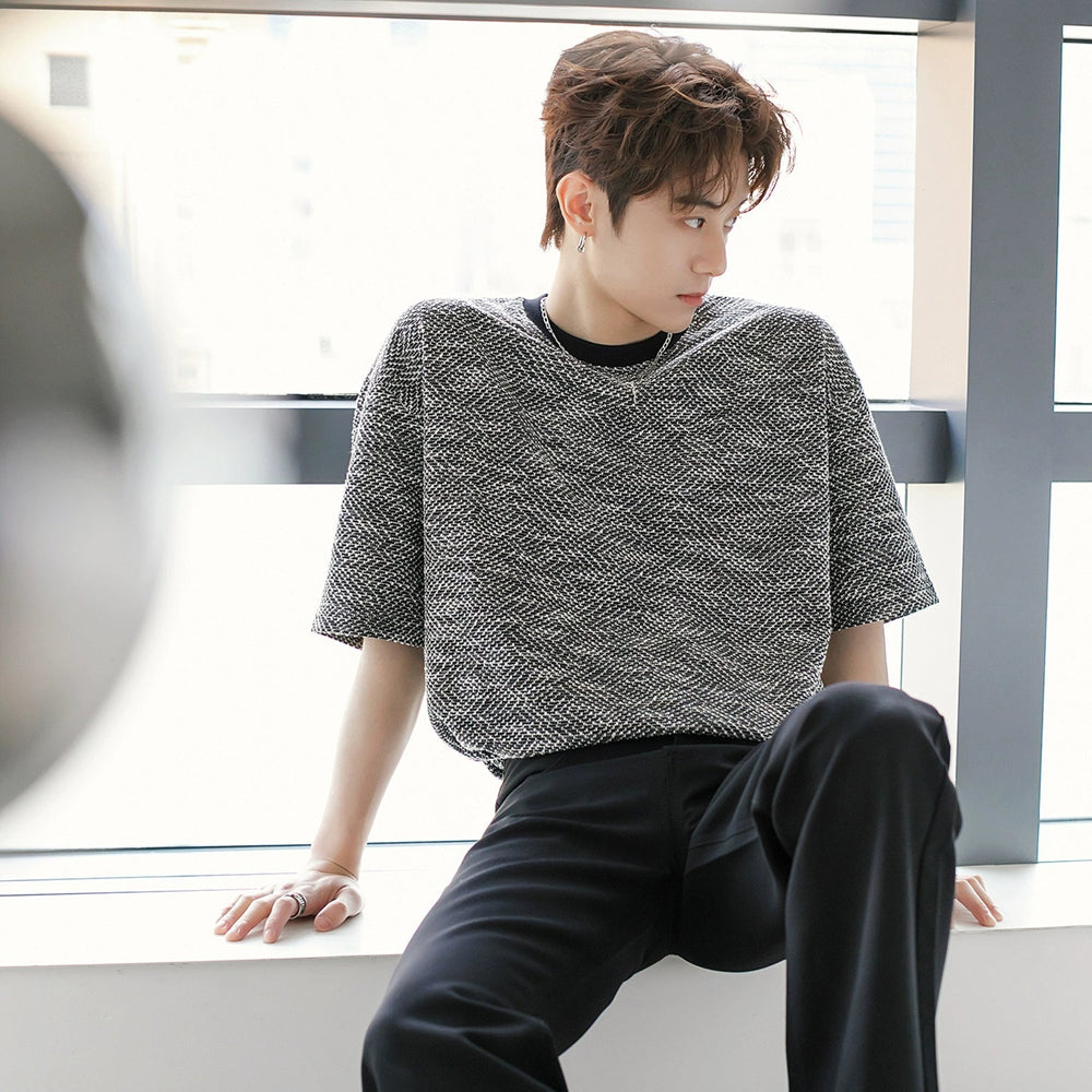 Herringbone Knit Short Sleeve T-shirt