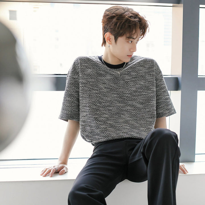 Herringbone Knit Short Sleeve T-shirt