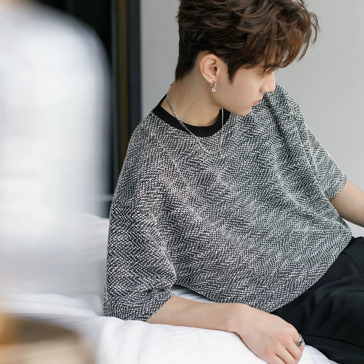 Herringbone Knit Short Sleeve T-shirt