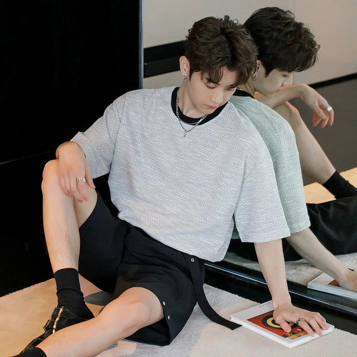 Herringbone Knit Short Sleeve T-shirt