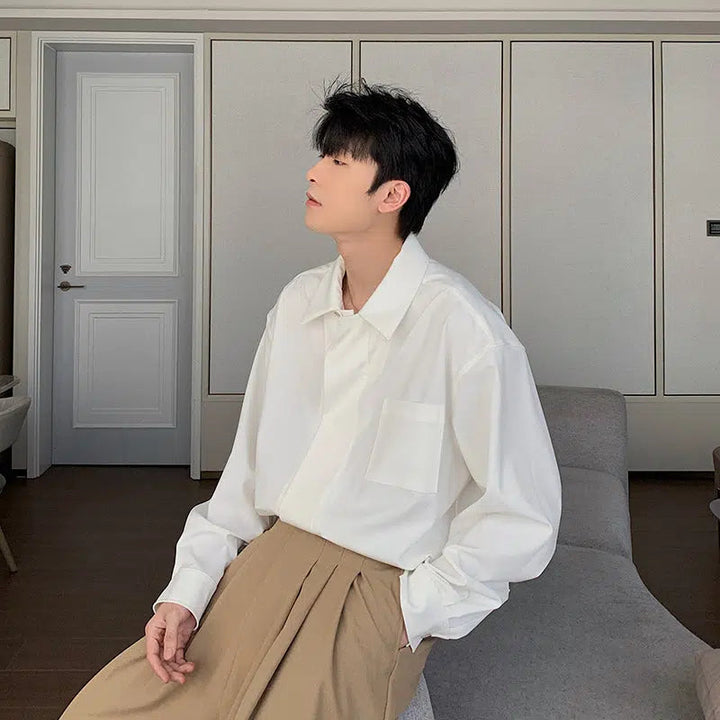 Hidden Button Long Sleeve Shirt