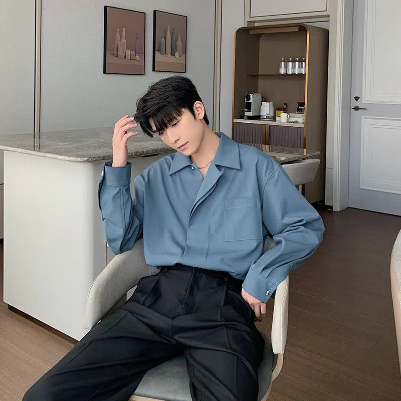Hidden Button Long Sleeve Shirt