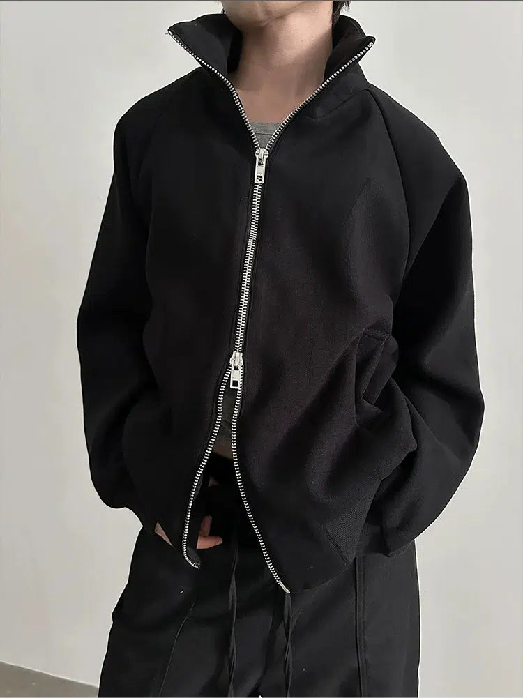 High Collar Zip-Up Jacket