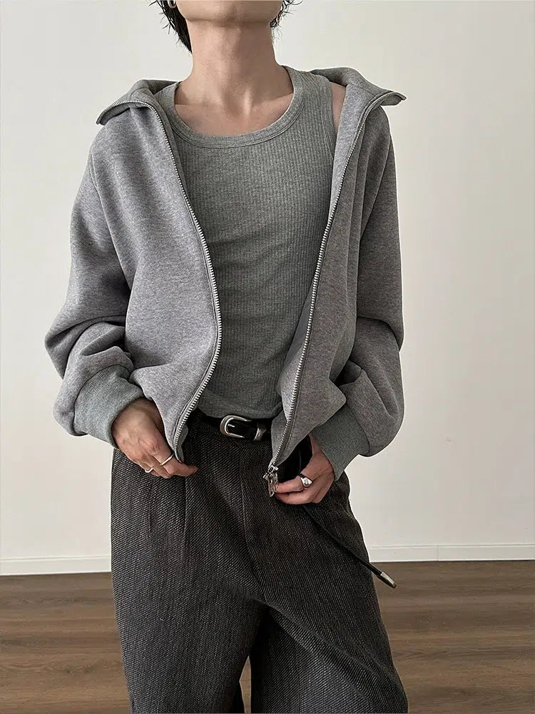 High Collar Zip-Up Jacket