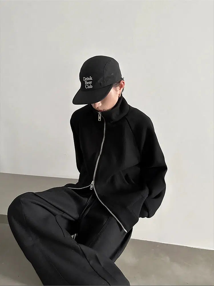 High Collar Zip-Up Jacket