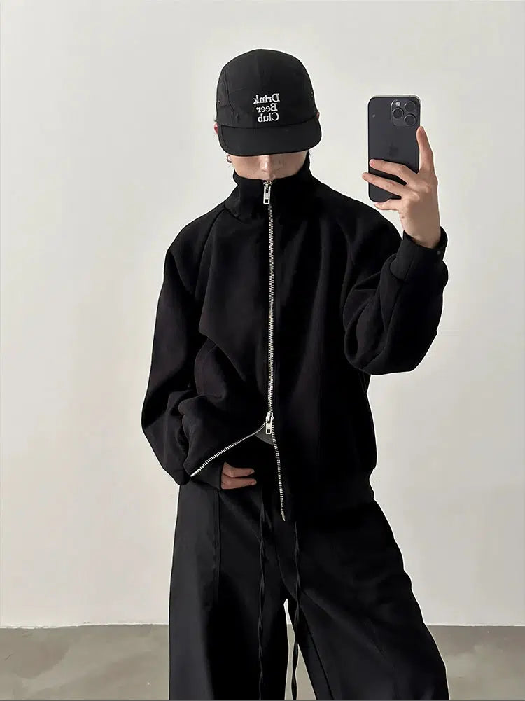High Collar Zip-Up Jacket