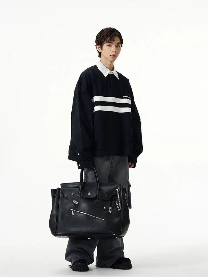 High-End Ripped Polo Sweatshirt