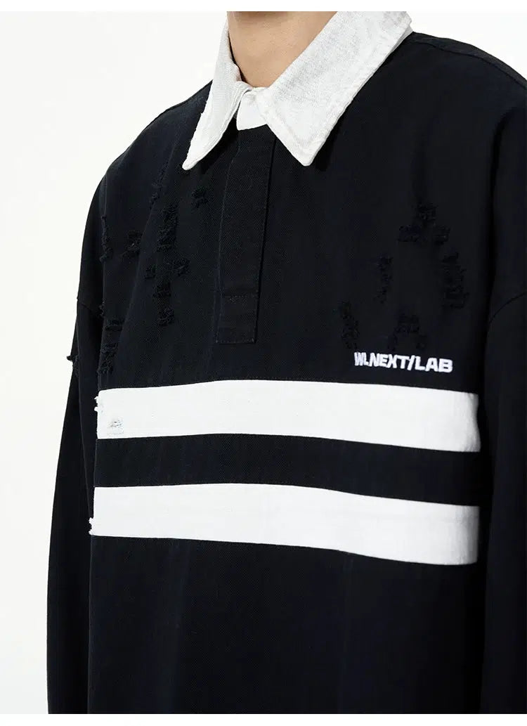 High-End Ripped Polo Sweatshirt