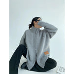 High Neck Knit Zip Sweatshirt