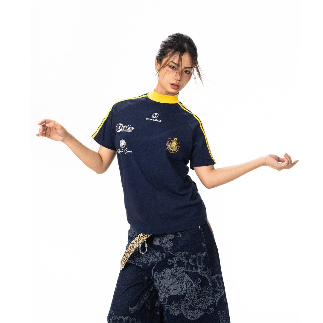 High-Neck Side Stripe T-shirt