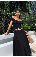 High Waist A-line Maxi Skirt