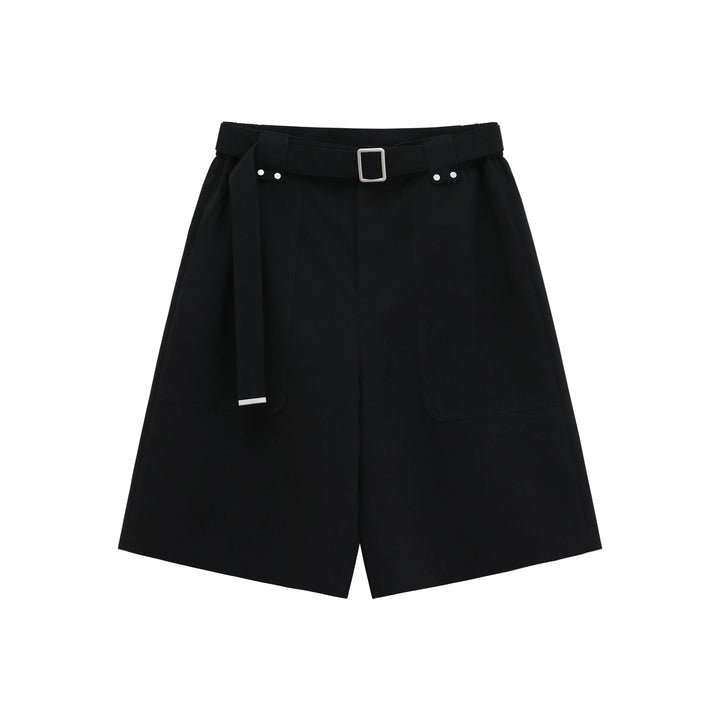 High-Waist Belted Pocket Shorts