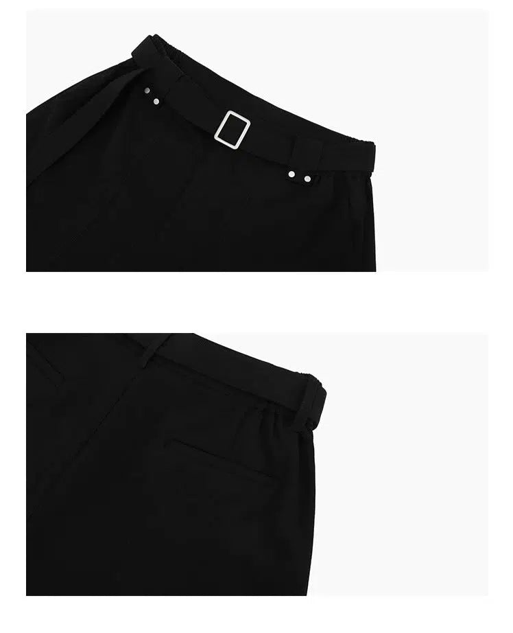 High-Waist Belted Pocket Shorts