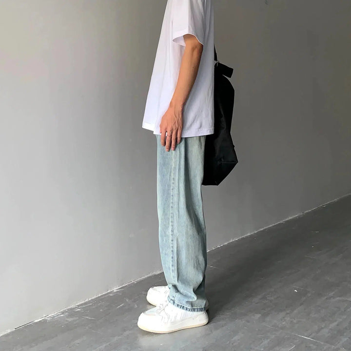 High Waist Drape Denim Jeans
