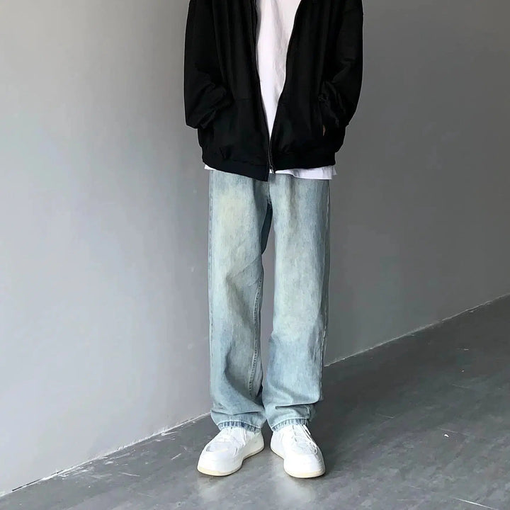 High Waist Drape Denim Jeans
