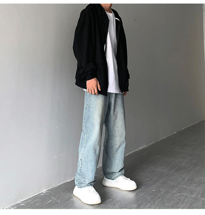 High Waist Drape Denim Jeans