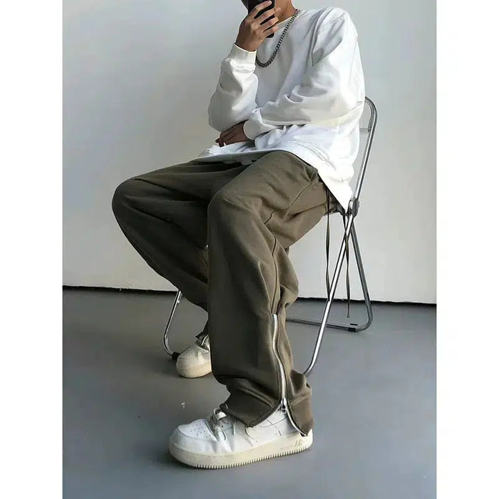 High Waist Elastic Waist Sweatpants