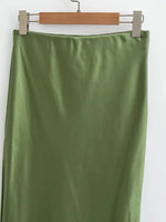 High Waist Slim Fishtail Satin Skirt