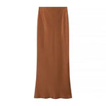 High Waist Slim Fishtail Satin Skirt