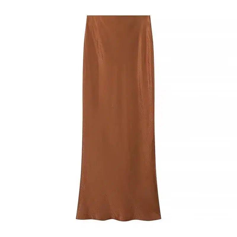 High Waist Slim Fishtail Satin Skirt
