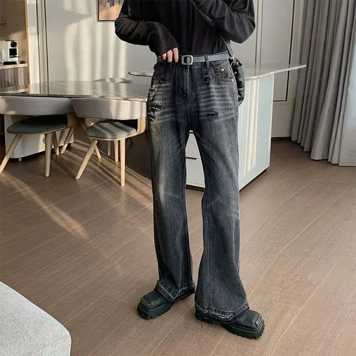 High Waist Straight Leg Washed Jeans