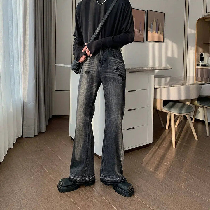 High Waist Straight Leg Washed Jeans