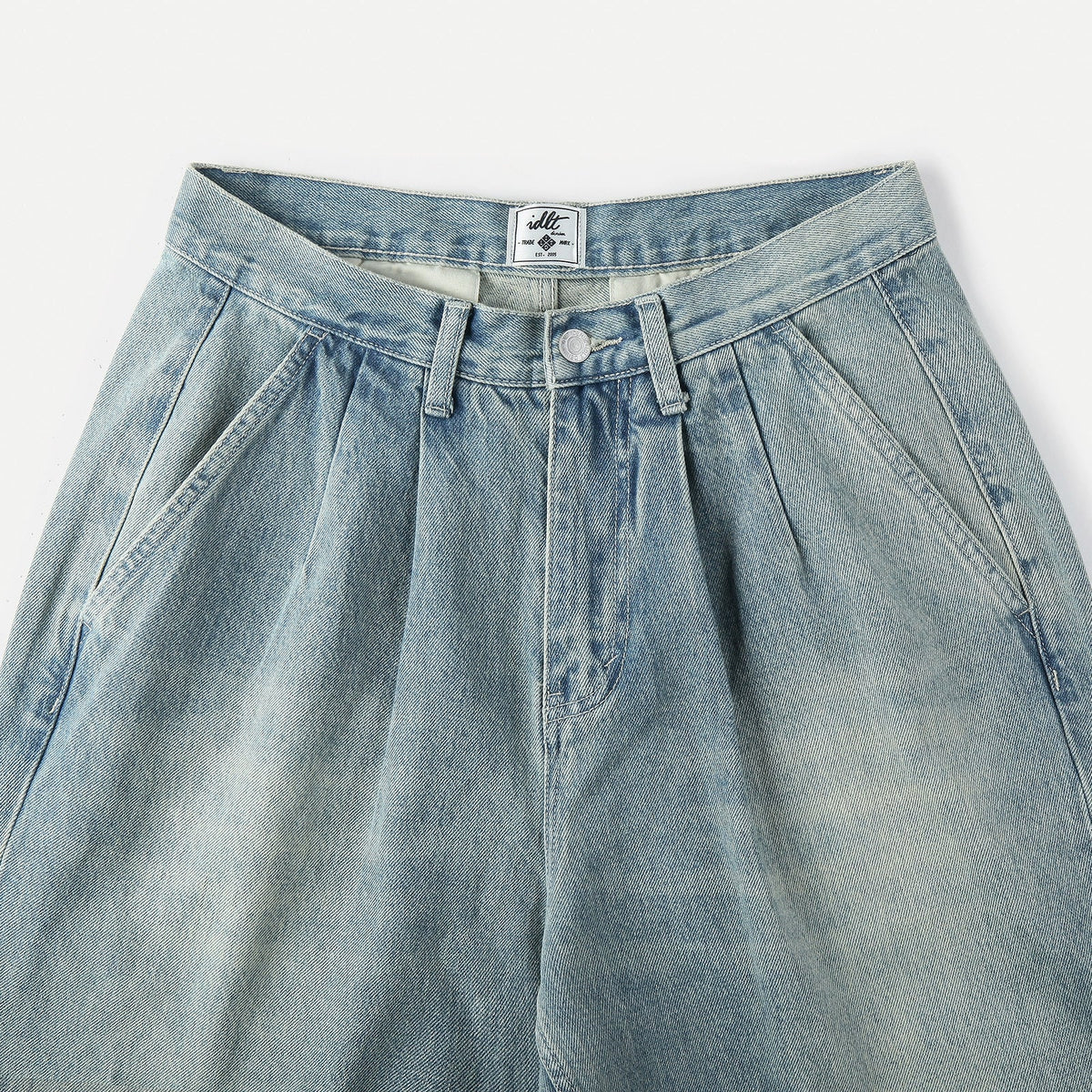 High-Waist Washed Jeans