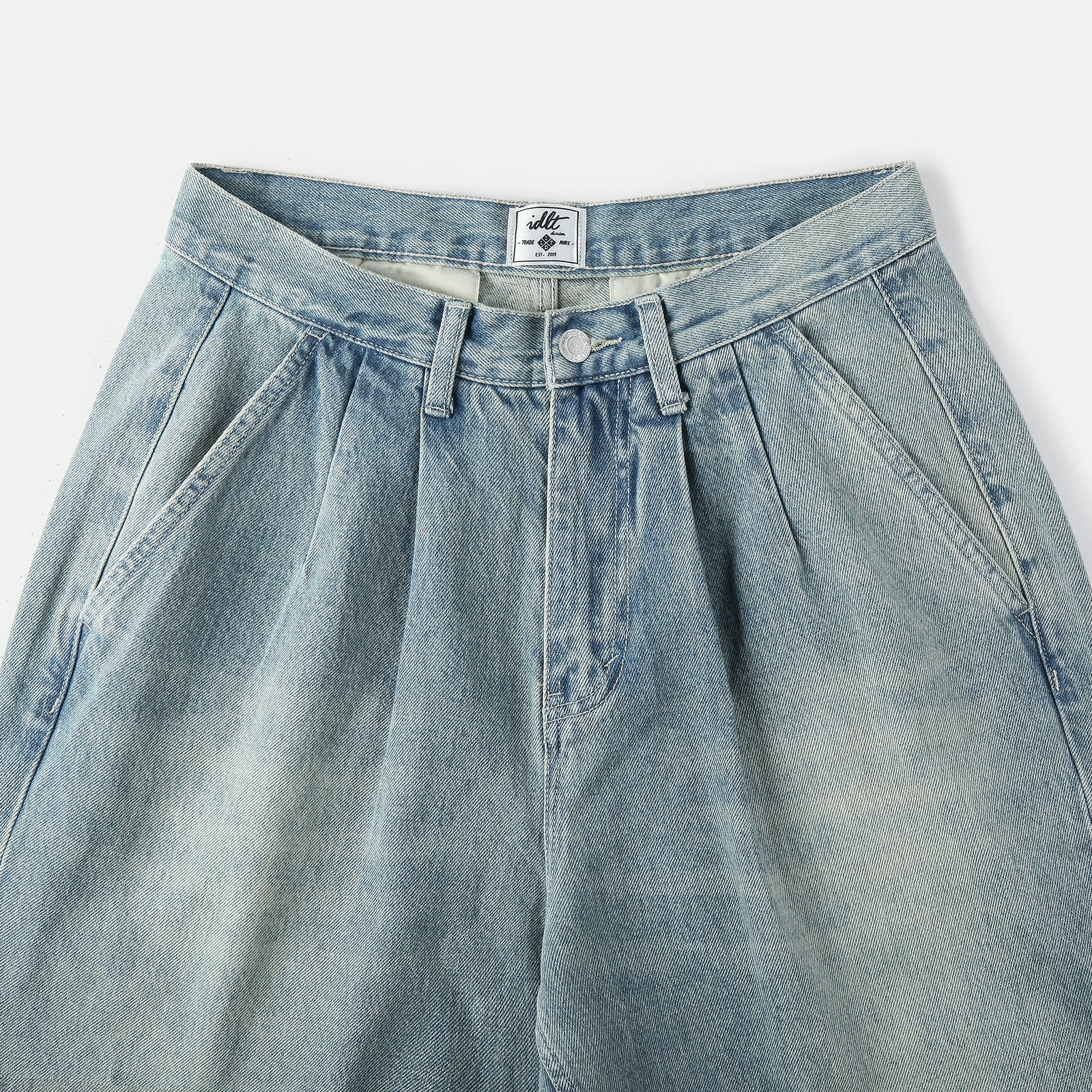 High-Waist Washed Jeans