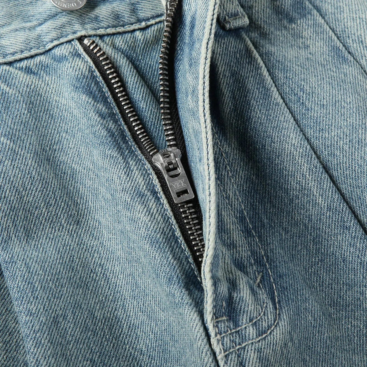 High-Waist Washed Jeans