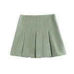 High Waist Wide Pleated Mini Skirt