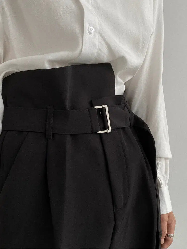 High-Waisted Belted Pants