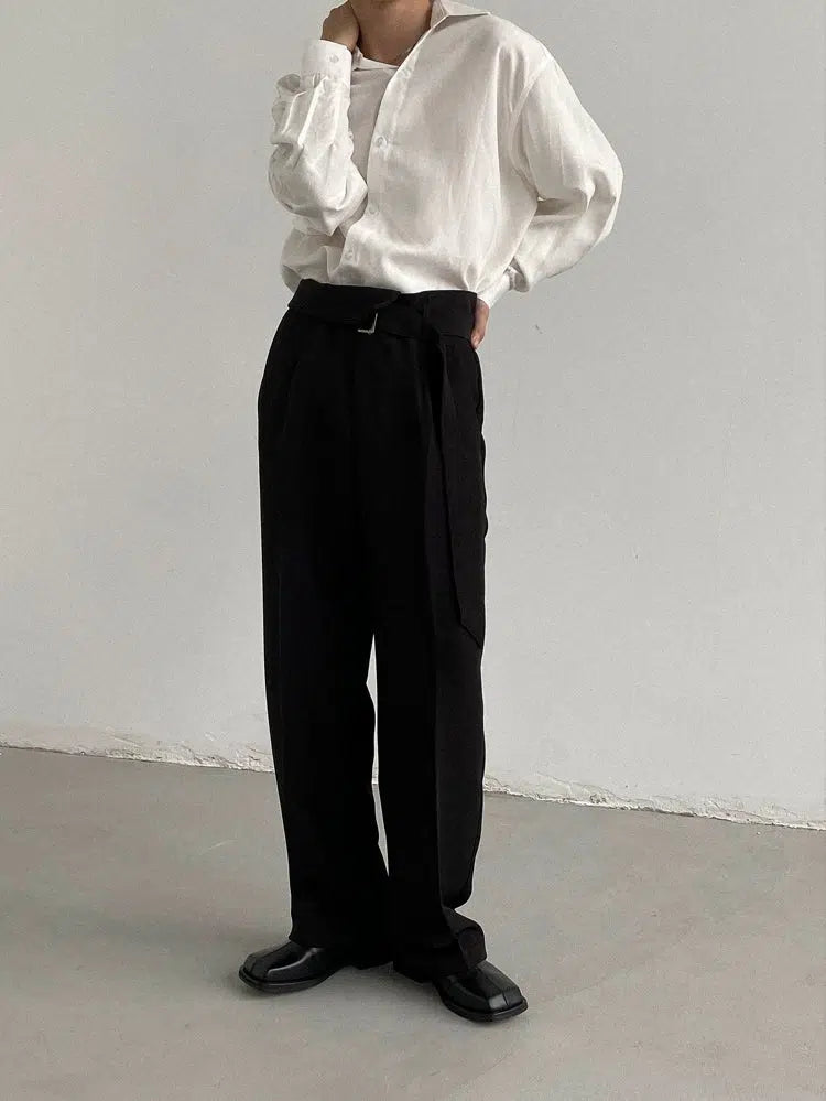 High-Waisted Belted Pants