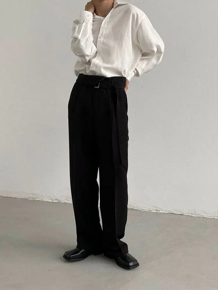 High-Waisted Belted Pants